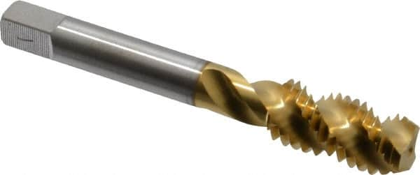 Spiral Flute Tap: 1/2-13, UNC, 3 Flute, Modified Bottoming, 2B Class of Fit, Powdered Metal, TiN Finish MPN:40165-00T