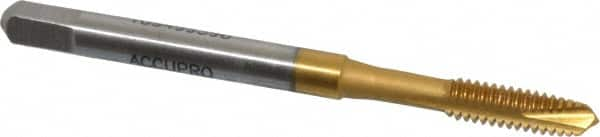 Spiral Point Tap: #8-32, UNC, 3 Flutes, Plug, 2B, Powdered Metal, TiN Finish MPN:30053-00T