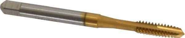 Spiral Point Tap: #10-24, UNC, 3 Flutes, Plug, 2B/3B, Powdered Metal, TiN Finish MPN:30063-00T