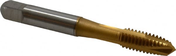 Spiral Point Tap: 5/16-18 UNC, 3 Flutes, Plug, 2B Class of Fit, Powdered Metal, TiN Coated MPN:30105-00T