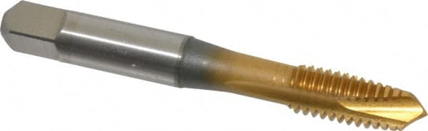 Spiral Point Tap: 3/8-16 UNC, 3 Flutes, Plug, 3B Class of Fit, Powdered Metal, TiN Coated MPN:30123-00T