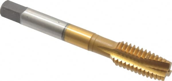 Spiral Point Tap: 7/16-14, UNC, 3 Flutes, Plug, Powdered Metal, TiN Finish MPN:30143-00T