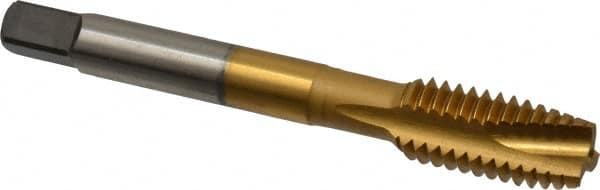 Spiral Point Tap: 7/16-14, UNC, 3 Flutes, Plug, Powdered Metal, TiN Finish MPN:30145-00T