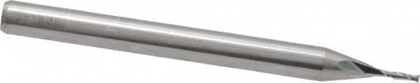 Square End Mill: 1/32'' Dia, 3/32'' LOC, 1/8'' Shank Dia, 1-1/2'' OAL, 2 Flutes, Solid Carbide MPN:12181221