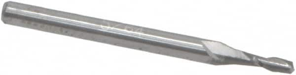 Square End Mill: 5/64'' Dia, 1/4'' LOC, 1/8'' Shank Dia, 1-1/2'' OAL, 2 Flutes, Solid Carbide MPN:12181236