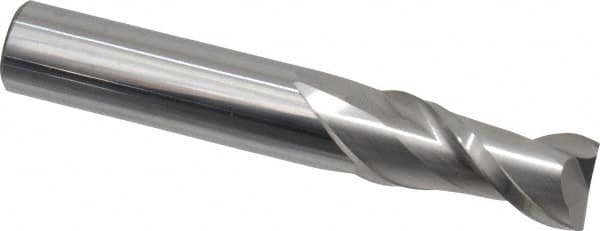 Square End Mill: 9/16'' Dia, 1-1/4'' LOC, 9/16'' Shank Dia, 3-1/2'' OAL, 2 Flutes, Solid Carbide MPN:12181491