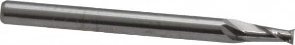 Square End Mill: 3/32'' Dia, 3/16'' LOC, 1/8'' Shank Dia, 1-1/2'' OAL, 2 Flutes, Solid Carbide MPN:12181578