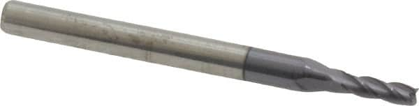 Square End Mill: 5/64'' Dia, 1/4'' LOC, 1/8'' Shank Dia, 1-1/2'' OAL, 4 Flutes, Solid Carbide MPN:12182336