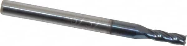 Square End Mill: 3/32'' Dia, 9/32'' LOC, 1/8'' Shank Dia, 1-1/2'' OAL, 4 Flutes, Solid Carbide MPN:12182342