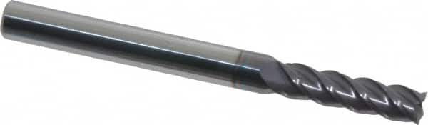 Square End Mill: 11/64'' Dia, 5/8'' LOC, 3/16'' Shank Dia, 2'' OAL, 4 Flutes, Solid Carbide MPN:12182408