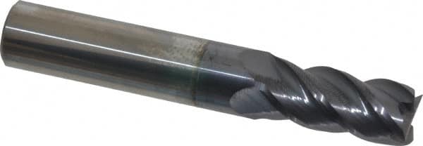 Square End Mill: 15/32'' Dia, 1'' LOC, 1/2'' Shank Dia, 3'' OAL, 4 Flutes, Solid Carbide MPN:12182579