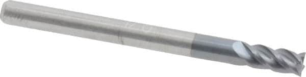 Square End Mill: 1/8'' Dia, 1/4'' LOC, 1/8'' Shank Dia, 1-1/2'' OAL, 4 Flutes, Solid Carbide MPN:12182730