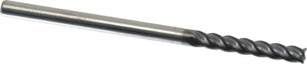 Square End Mill: 1/8'' Dia, 3/4'' LOC, 1/8'' Shank Dia, 2-1/4'' OAL, 4 Flutes, Solid Carbide MPN:12183392