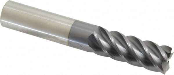 Square End Mill: 9/16'' Dia, 1-1/2'' LOC, 9/16'' Shank Dia, 3-1/2'' OAL, 5 Flutes, Solid Carbide MPN:12183800