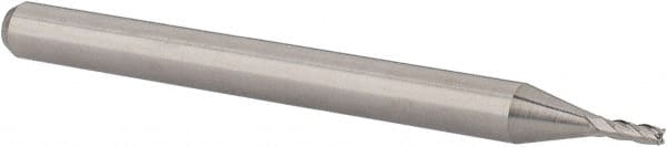 Square End Mill: 0.0394'' Dia, 0.117'' LOC, 1/8'' Shank Dia, 1-1/2'' OAL, 4 Flutes, Solid Carbide MPN:14797343