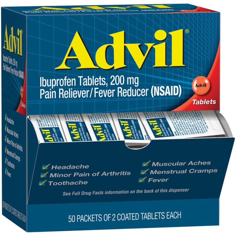 Advil Ibuprofen Packets, 2 Tablets Per Packet, Box Of 50 Packets (Min Order Qty 3) MPN:15489