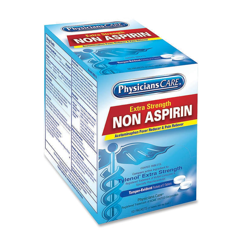 PhysiciansCare Non Aspirin Pain Reliever Medication, 2 Tablets Per Packet, Box Of 125 Packets (Min Order Qty 2) MPN:40800