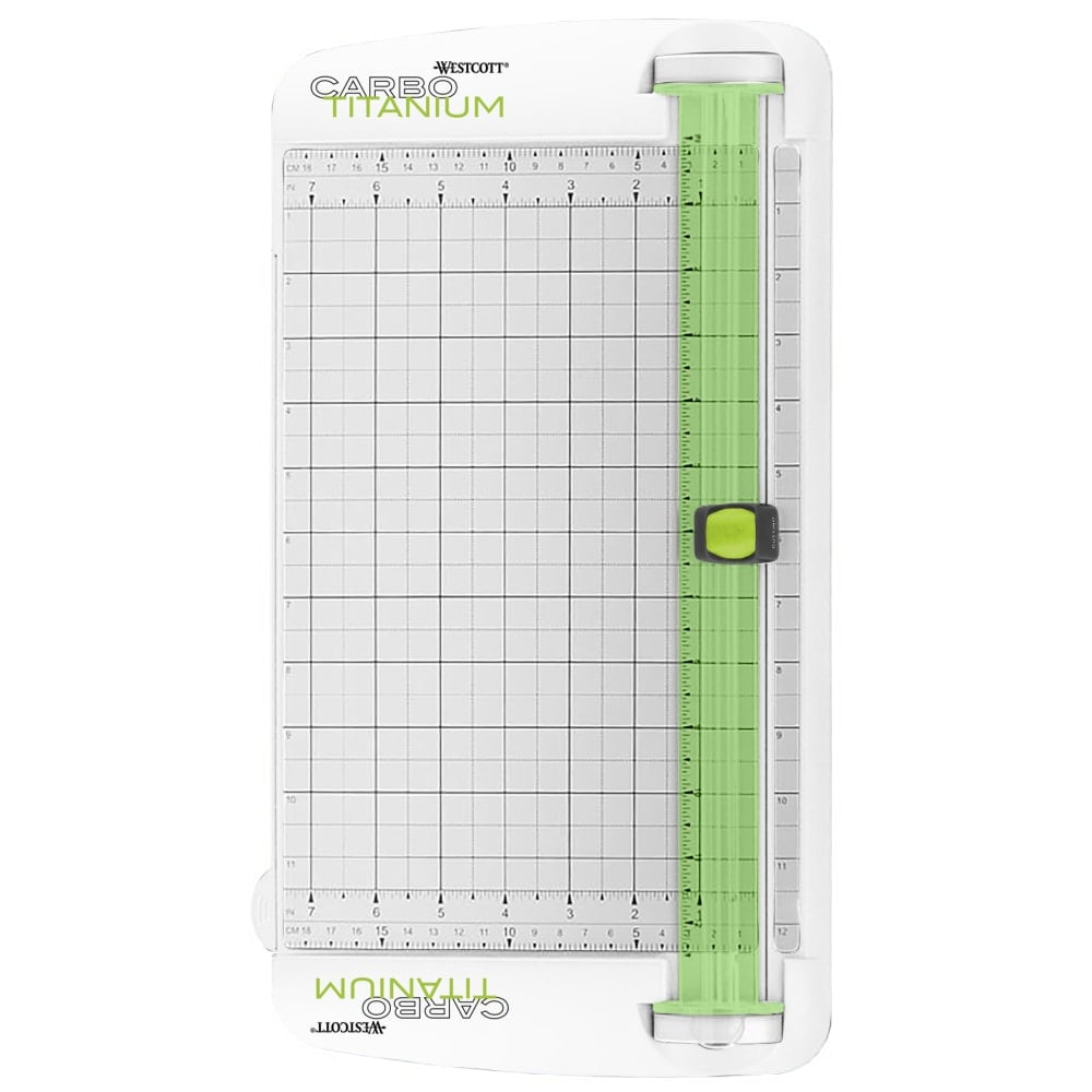 Westcott CarboTitanium Personal Paper Trimmer, 12in, White/Green (Min Order Qty 3) MPN:16719