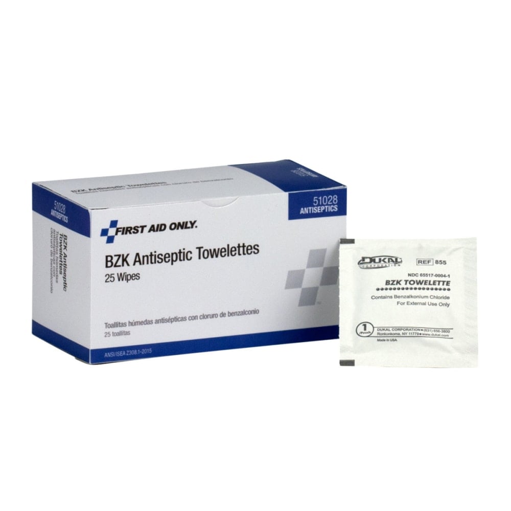 PhysiciansCare First Aid Antiseptic Towelettes, Box Of 25 (Min Order Qty 9) MPN:51028