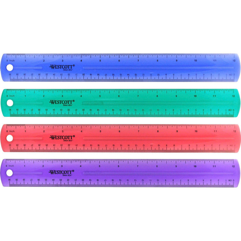 Westcott Jeweled Plastic Ruler, 12in, Assorted Colors (Min Order Qty 95) MPN:12975