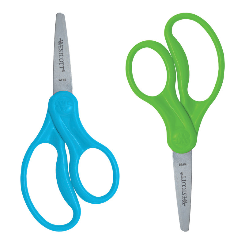 Westcott Hard Handle Kids Value Scissors, 5in, Pointed, Assorted Colors, Pack Of 2 (Min Order Qty 69) MPN:13132