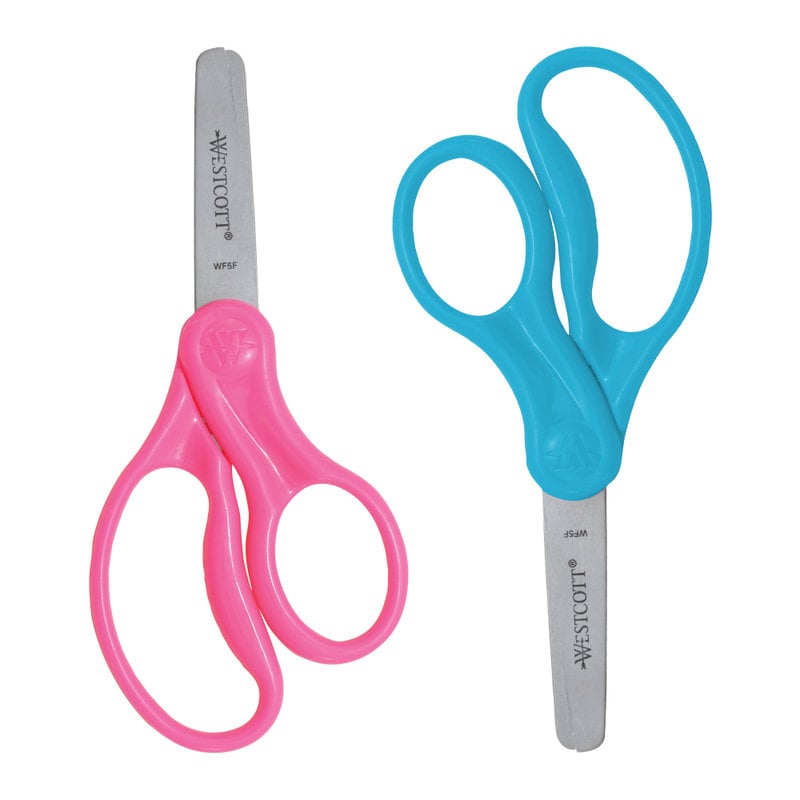 Westcott Hard Handle Kids Value Scissors, 5in, Blunt, Assorted Colors, Pack Of 2 (Min Order Qty 69) MPN:13168