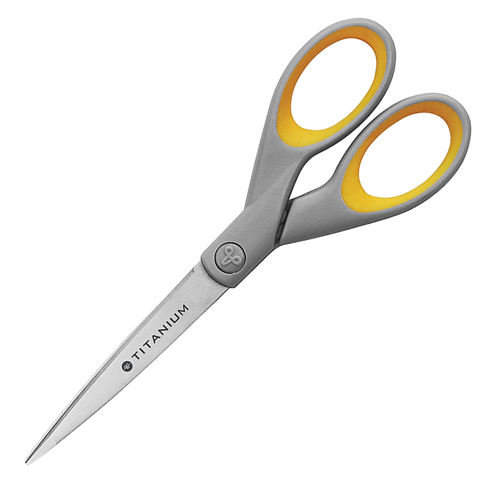 Westcott Titanium Bonded Scissors, 7in, Straight, Gray/Yellow (Min Order Qty 5) MPN:13526