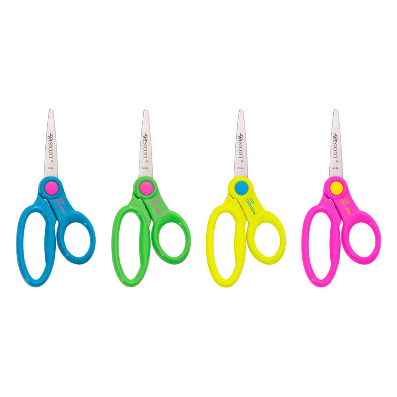 Westcott Ant-Microbial Kids Scissors, 5in, Pointed, Assorted Colors (Min Order Qty 49) MPN:14607