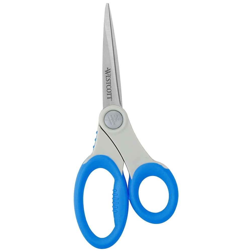 Westcott Soft Handle Scissors With Anti-Microbial Product Protection, 8in, Pointed, Blue (Min Order Qty 4) MPN:14643