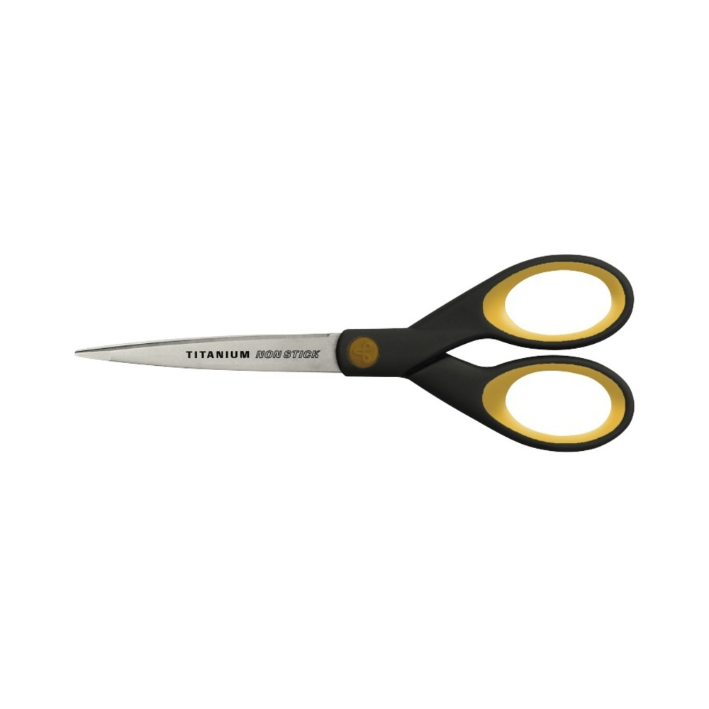 Westcott Titanium Bonded Non-Stick Scissors, 7in, Pointed, Gray/Yellow (Min Order Qty 13) MPN:14851