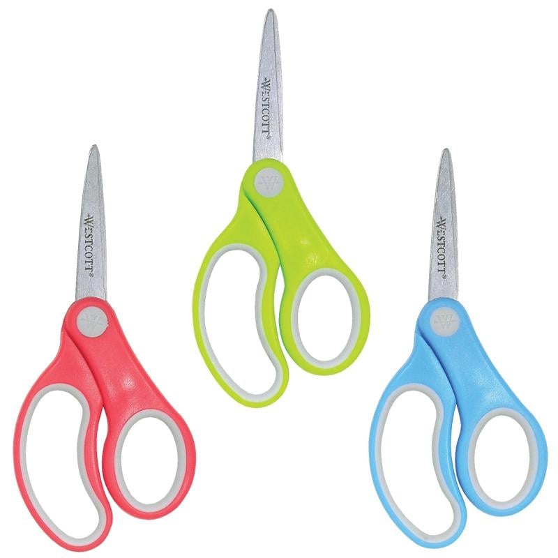 Westcott Soft-Handle Kids Scissors, 5in, Pointed, Assorted Colors, Pack Of 12 (Min Order Qty 2) MPN:15972