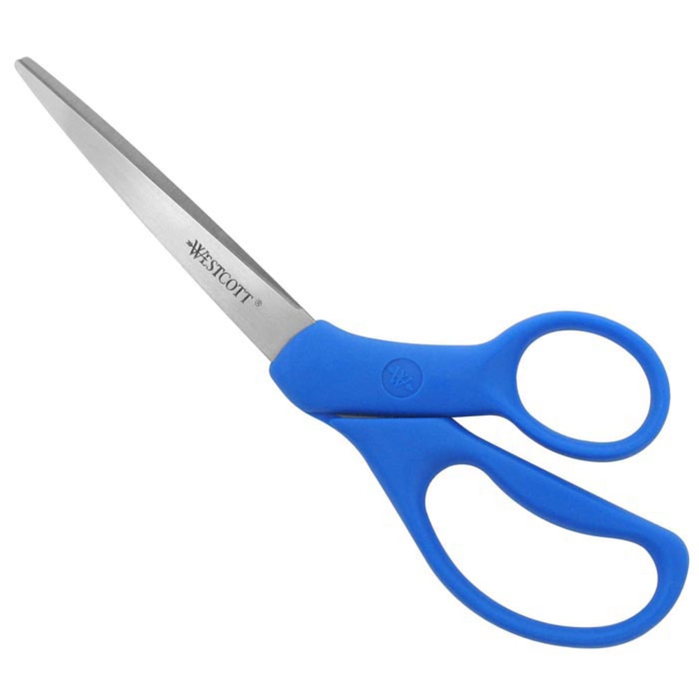 Westcott All Purpose Preferred Stainless Steel Scissors, 8in, Bent, Blue (Min Order Qty 8) MPN:43218