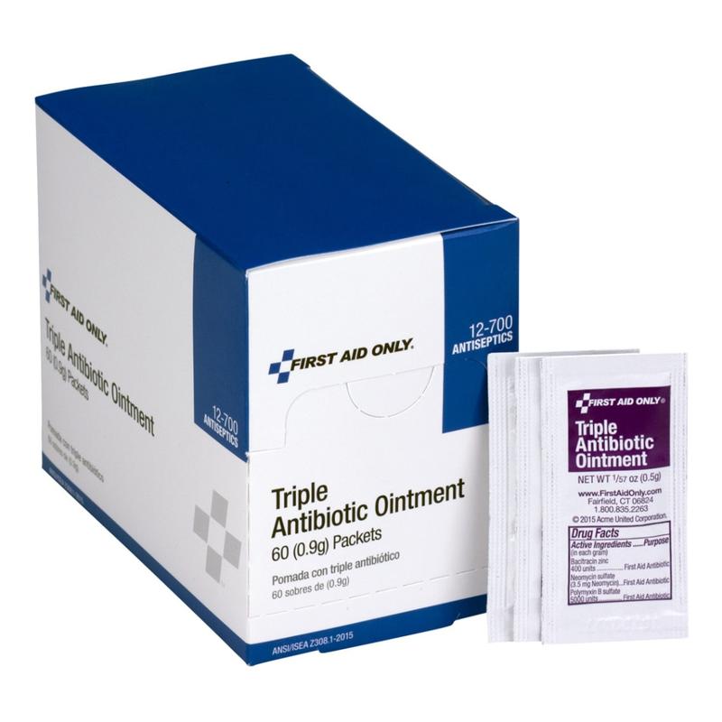 Acme United Triple Antibiotic Ointment, 2.4 Oz, Box Of 60 Packets (Min Order Qty 4) MPN:90321