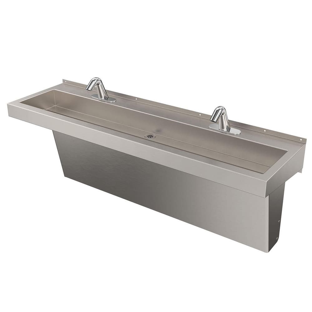 Trough Sink: Wall Mount, H&C Wristblade Gooseneck Faucet, 1 Compartment, 304 Stainless Steel MPN:DSW260-TC2-F60