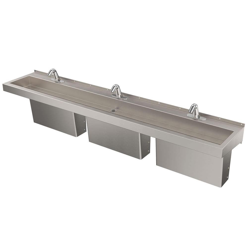 Trough Sink: Wall Mount, H&C Wristblade Gooseneck Faucet, 1 Compartment, 304 Stainless Steel MPN:DSW390-TC3-F60