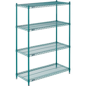 Nexel® 4 Shelf Poly-Green® Wire Shelving Unit Starter 42