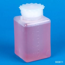 Bottle with Screwcap Wide Mouth Square Graduated PE (Cap Polypropylene) 250mL 50/Pack 600611