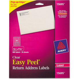 Avery® Easy Peel Laser Mailing Labels 2/3 x 1-3/4 Clear 600/Pack 15695