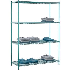 Nexel® 4 Shelf Poly-Green® Wire Shelving Unit Starter 60