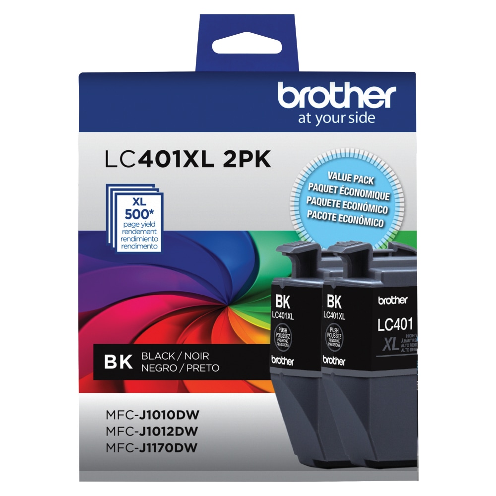 Brother LC401 Black High-Yield Ink Cartridges, Pack Of 2, LC401XL2PK MPN:LC401XL2PKS