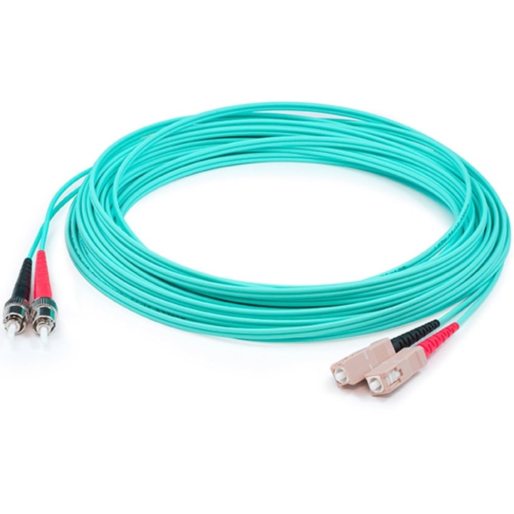 AddOn 4m SC (Male) to ST (Male) Aqua OM3 Duplex Fiber OFNR (Riser-Rated) Patch Cable - 100% compatible and guaranteed to work (Min Order Qty 5) MPN:ADD-ST-SC-4M5OM3