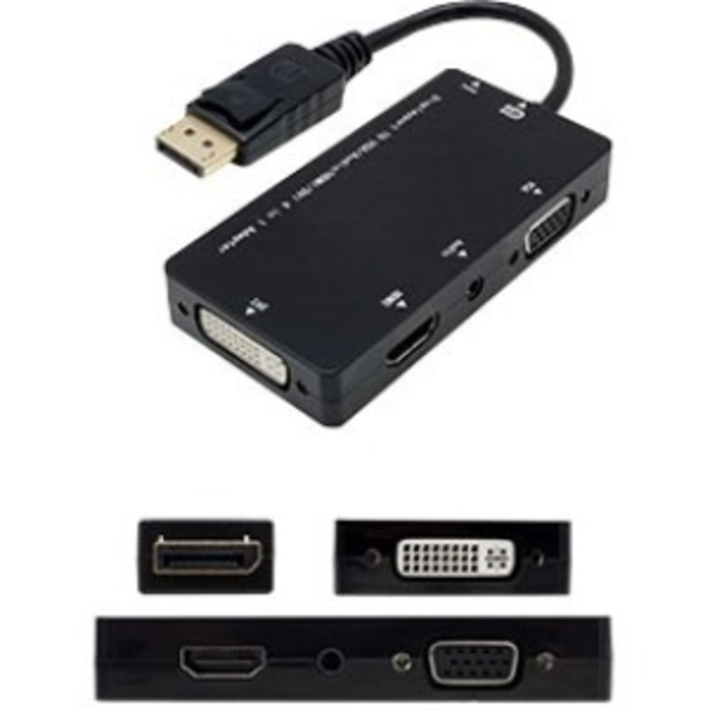 AddOn 5-Pack of 8in DisplayPort Male to DVI, HDMI, and VGA Female Black Adapters with Audio - 100% compatible and guaranteed to work MPN:DP2VGAA-5PK