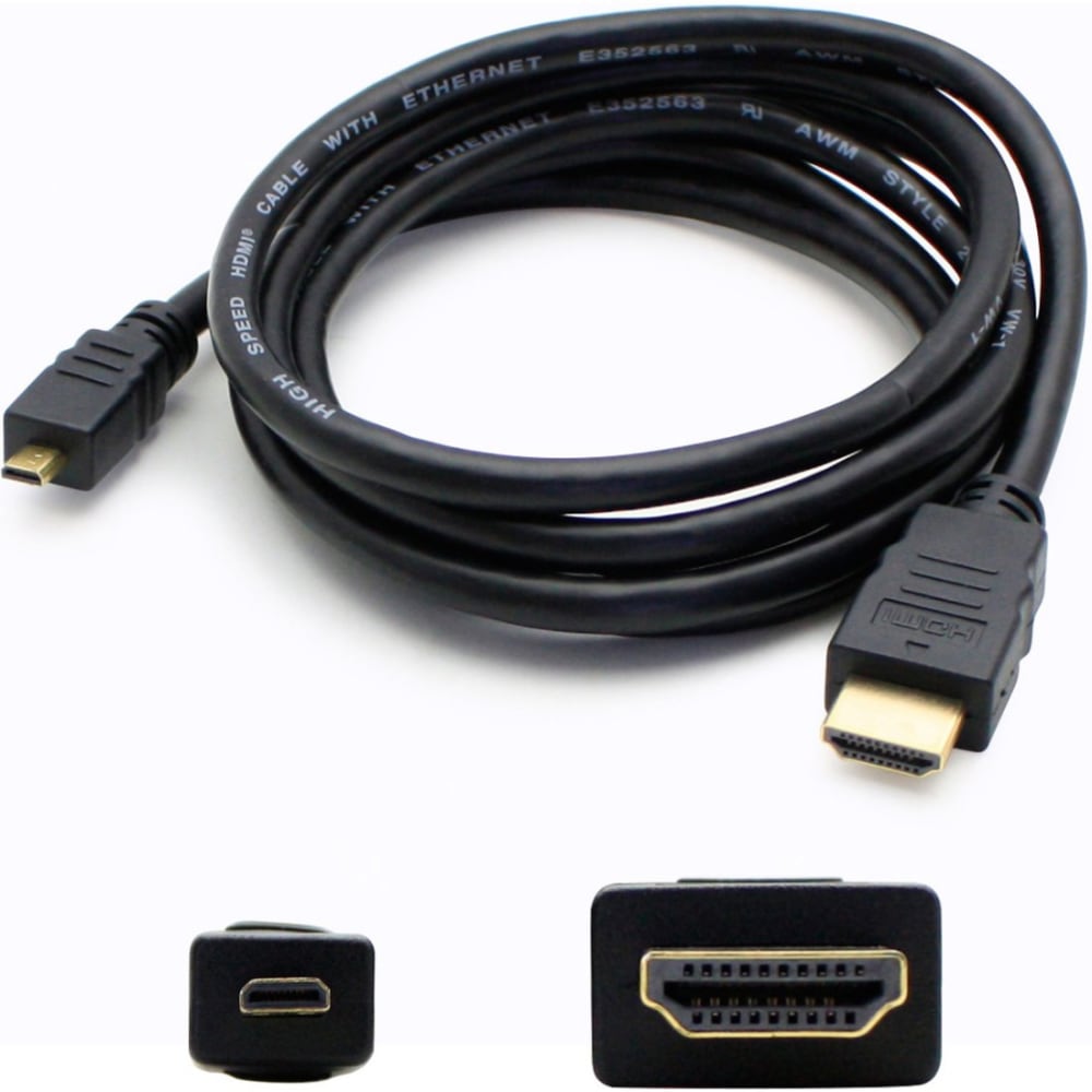 AddOn 6ft HDMI to Micro-HDMI Adapter Cable - HDMI cable - HDMI male to 19 pin micro HDMI Type D male - 6 ft - black (Min Order Qty 8) MPN:HDMI2MHDMI6