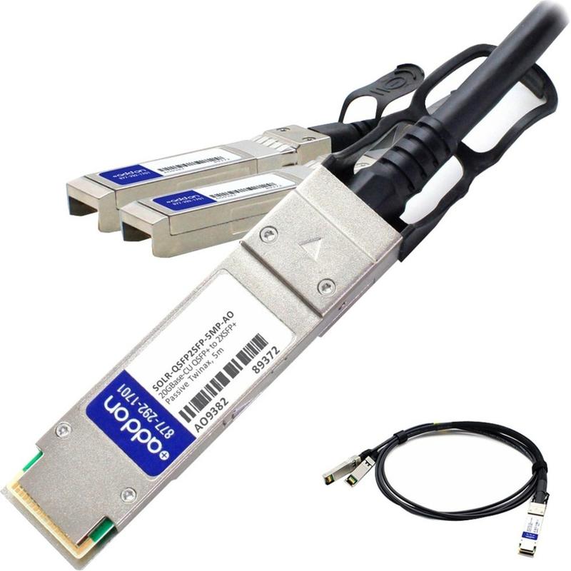 AddOn Solarflare SOLR-QSFP2SFP-5MP Compatible TAA Compliant 20GBase-CU QSFP+ to 2xSFP+ Direct Attach Cable (Passive Twinax, 5m) - 100% compatible and guaranteed to work MPN:SOLR-QSFP2SFP-5MP-AO