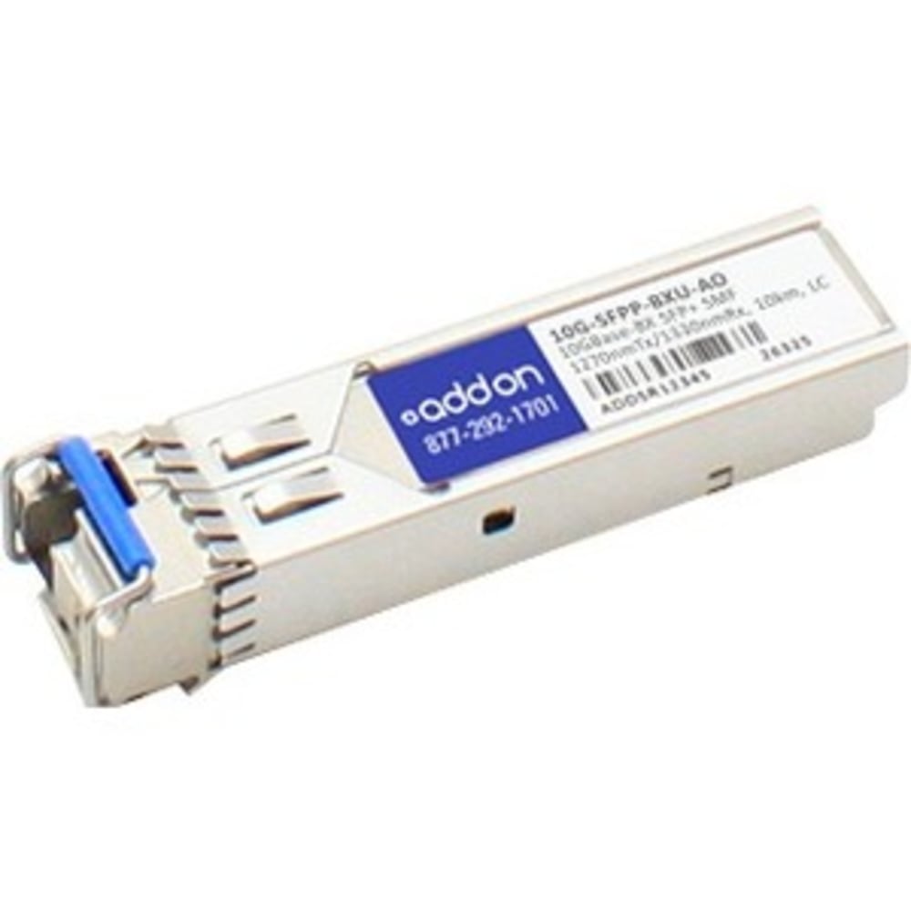 AddOn Brocade 10G-SFPP-BXU Compatible SFP+ Transceiver - SFP+ transceiver module (equivalent to: Brocade 10G-SFPP-BXU) - 10GbE - 10GBase-BX - LC single-mode - up to 6.2 miles - 1270 (TX) / 1330 (RX) nm MPN:10G-SFPP-BXU-AO