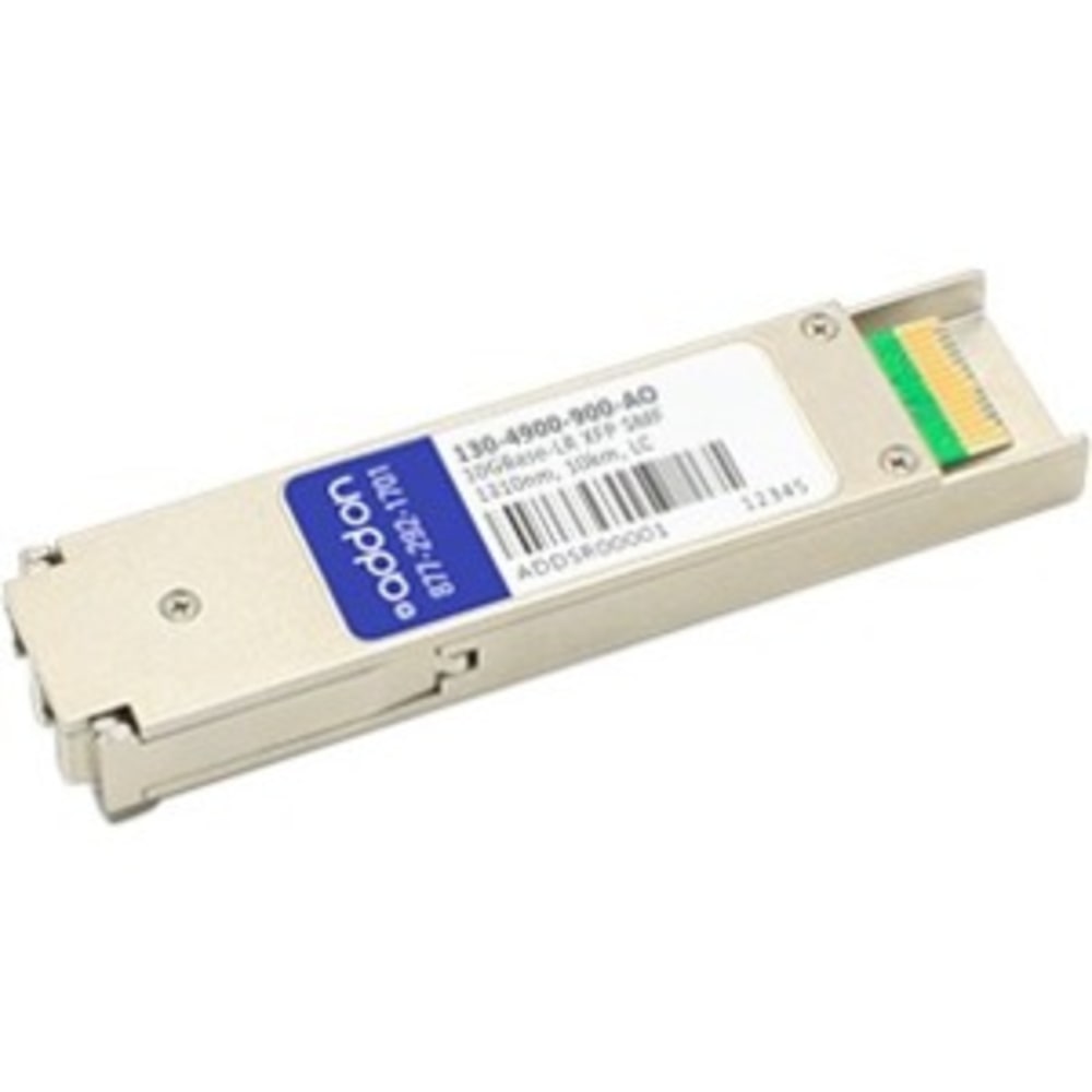 AddOn Ciena 130-4900-900 Compatible XFP Transceiver - XFP transceiver module (equivalent to: Ciena 130-4900-900) - 10 GigE - 10GBase-LR - LC single-mode - up to 6.2 miles - 1310 nm MPN:130-4900-900-AO