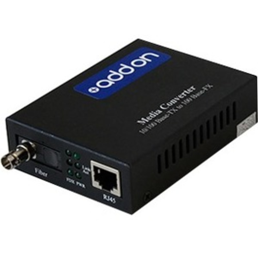 AddOn 1Gbs 1 RJ-45 to 1 ST Media Converter - Fiber media converter - GigE - 10Base-T, 1000Base-TX, 100Base-TX, 1000Base-BX-D - RJ-45 / ST single-mode - up to 37.3 miles - 1550 (TX) / 1490 (RX) nm MPN:ADD-GMC-BX-6DST