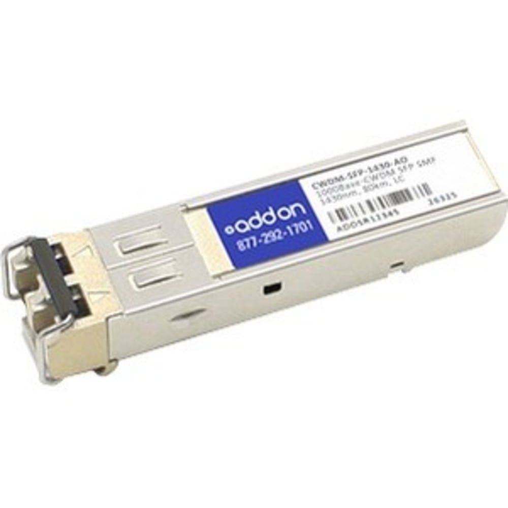 AddOn Cisco CWDM-SFP-1430 Compatible TAA Compliant 1000Base-CWDM SFP Transceiver (SMF, 1430nm, 100km, LC) - 100% compatible and guaranteed to work MPN:CWDM-SFP-1430-AO