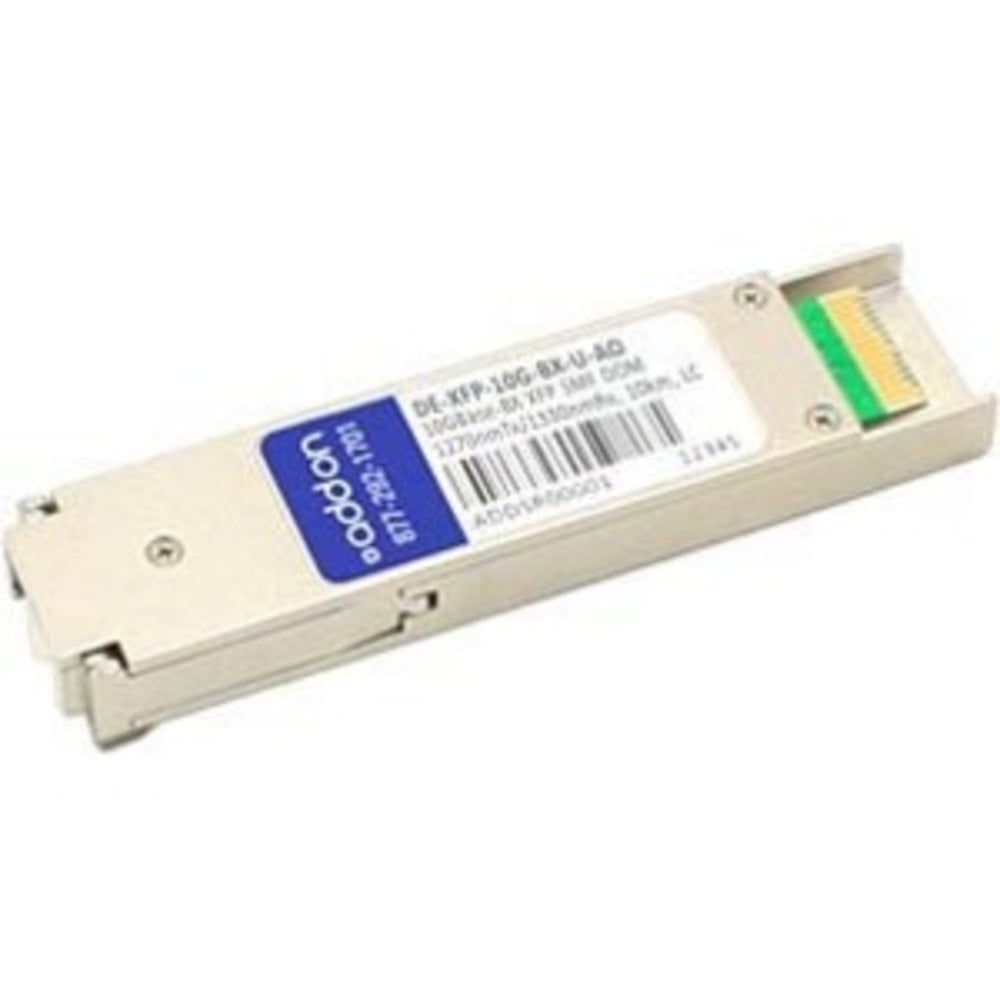 AddOn Dell Compatible BX XFP Transceiver - XFP transceiver module (equivalent to: Dell DE-XFP-10G-BX-U) - 10 GigE - 10GBase-BX - LC single-mode - up to 6.2 miles - 1270 (TX) / 1330 (RX) nm MPN:DE-XFP-10G-BX-U-AO