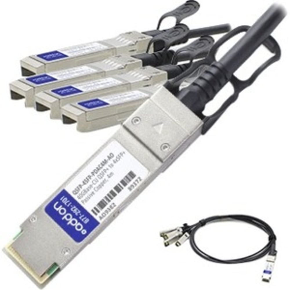 AddOn 4m Industry Standard QSFP+ Breakout DAC - Direct attach cable - SFP+ to QSFP+ - 13 ft - twinaxial MPN:QSFP-4SFP-PDAC4M-AO